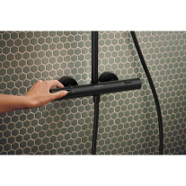 Coloană de duș Hansgrohe, Activera S, cu baterie termostatică Ecostat Fine, negru mat